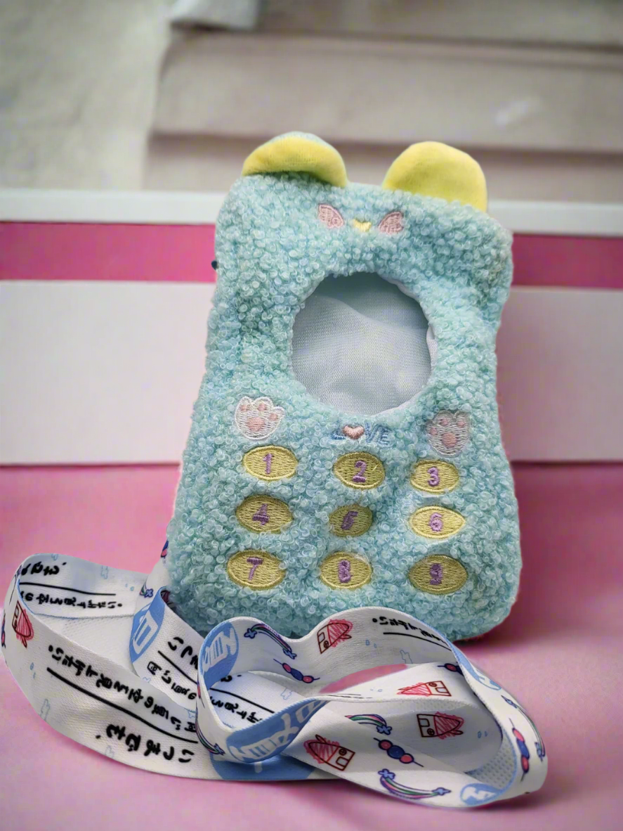 Labubu Fun Accessory – Blue Plush Phone Bag Edition