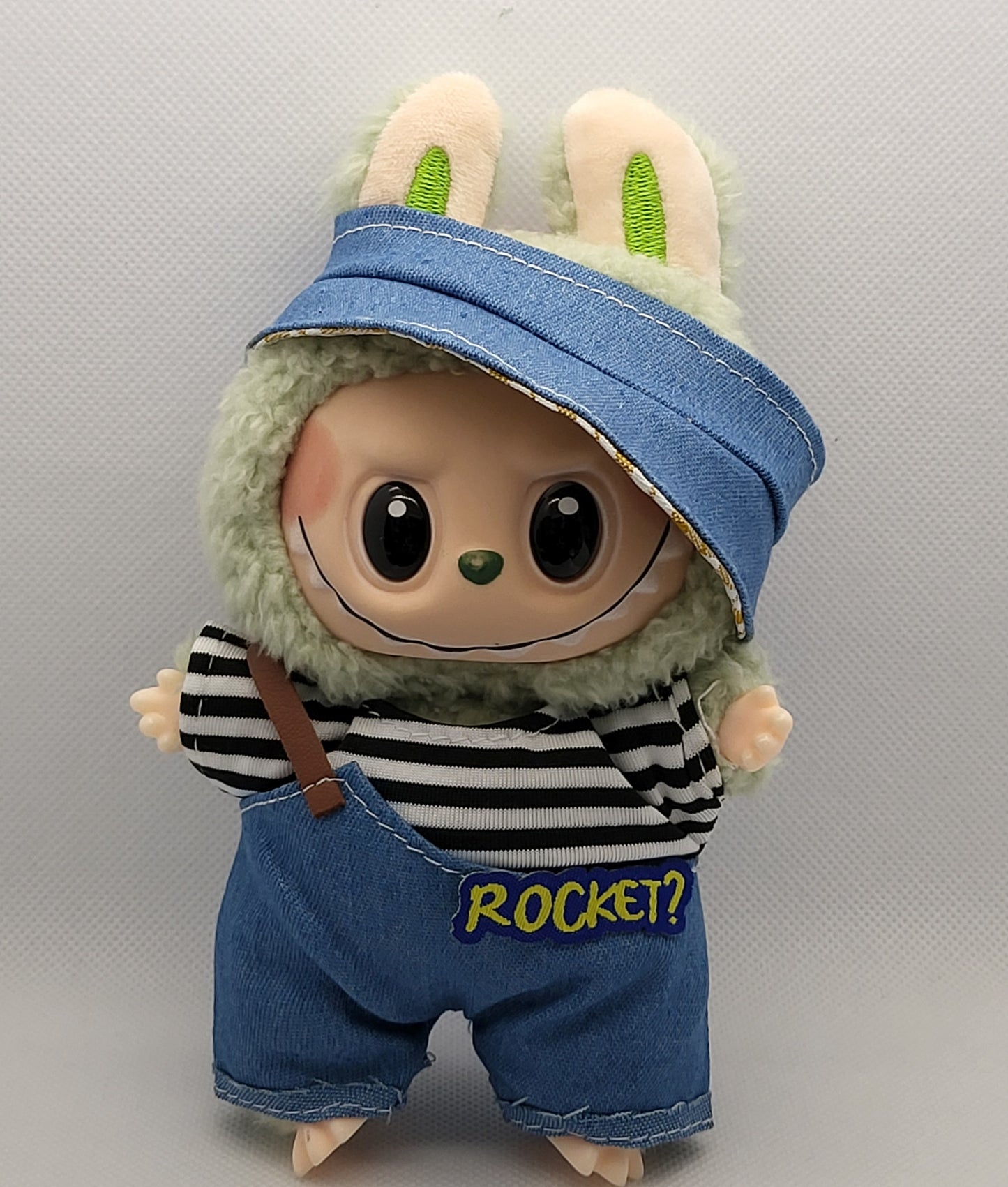 Labubu Outfit - Blue Denim Overalls Set w/ Matching Denim Hat