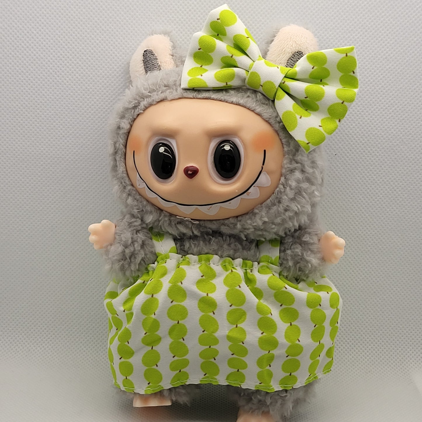 Labubu Outfit - Green Apple Print Dress Set w/ Matching Bow