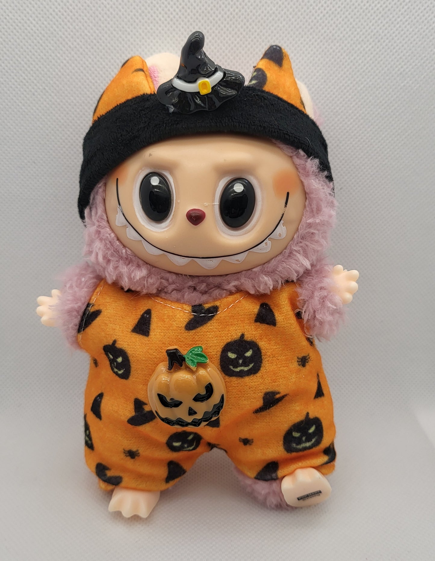 Labubu Outfit - Orange & Black Halloween Set w/ Matching Hat