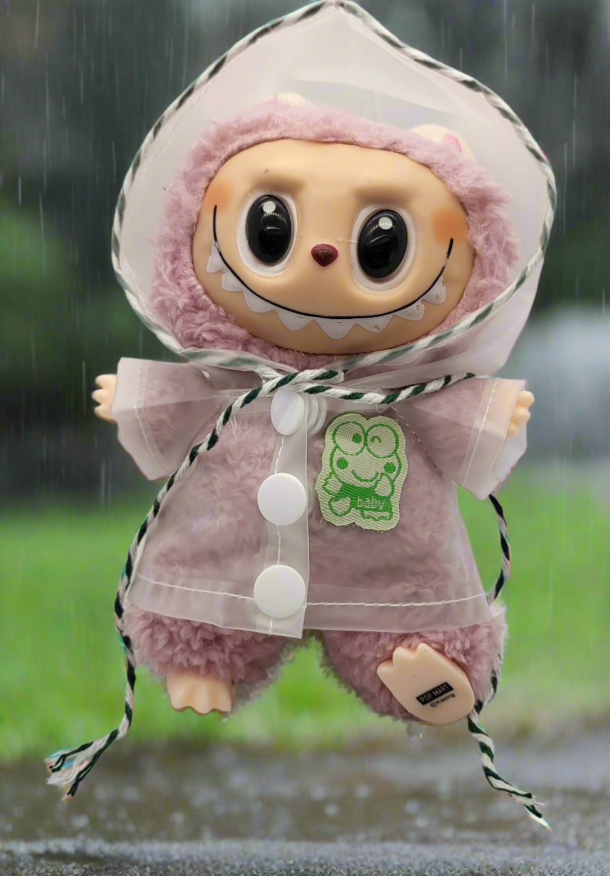 Labubu Outfit - Threaded Transparent Hooded Poncho Set