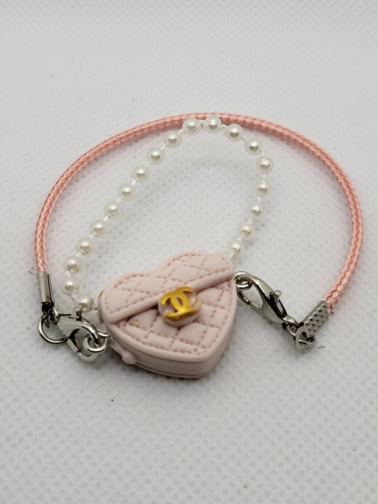 Labubu Luxe Heart Purse Charm – Pink Pearl Edition