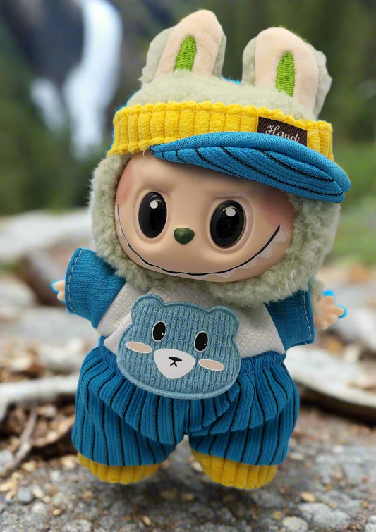 Labubu Outfit - Blue & Yellow Loungewear Set w/ Matching Visor Hat