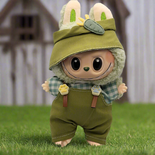 Labubu Outfit - Green Overalls Set w/ Matching Green Hat