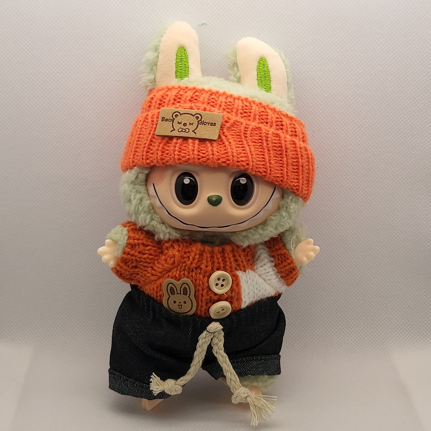 Labubu Outfit - Orange Knitted Set w/ Matching Knitted Hat