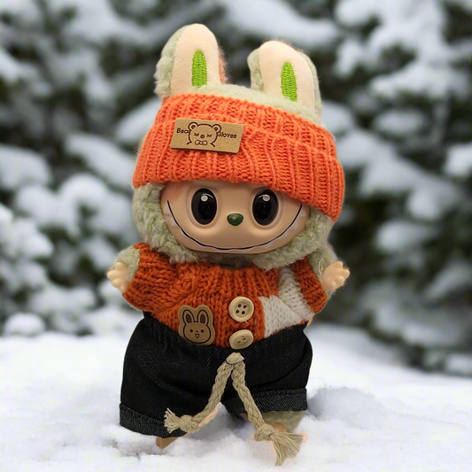 Labubu Outfit - Orange Knitted Set w/ Matching Knitted Hat